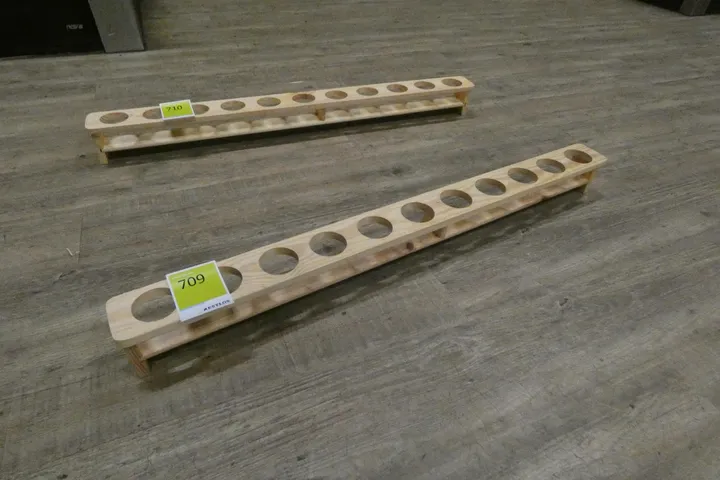Holzständer für Gläser/Shots, langgestreckt mit Löchern